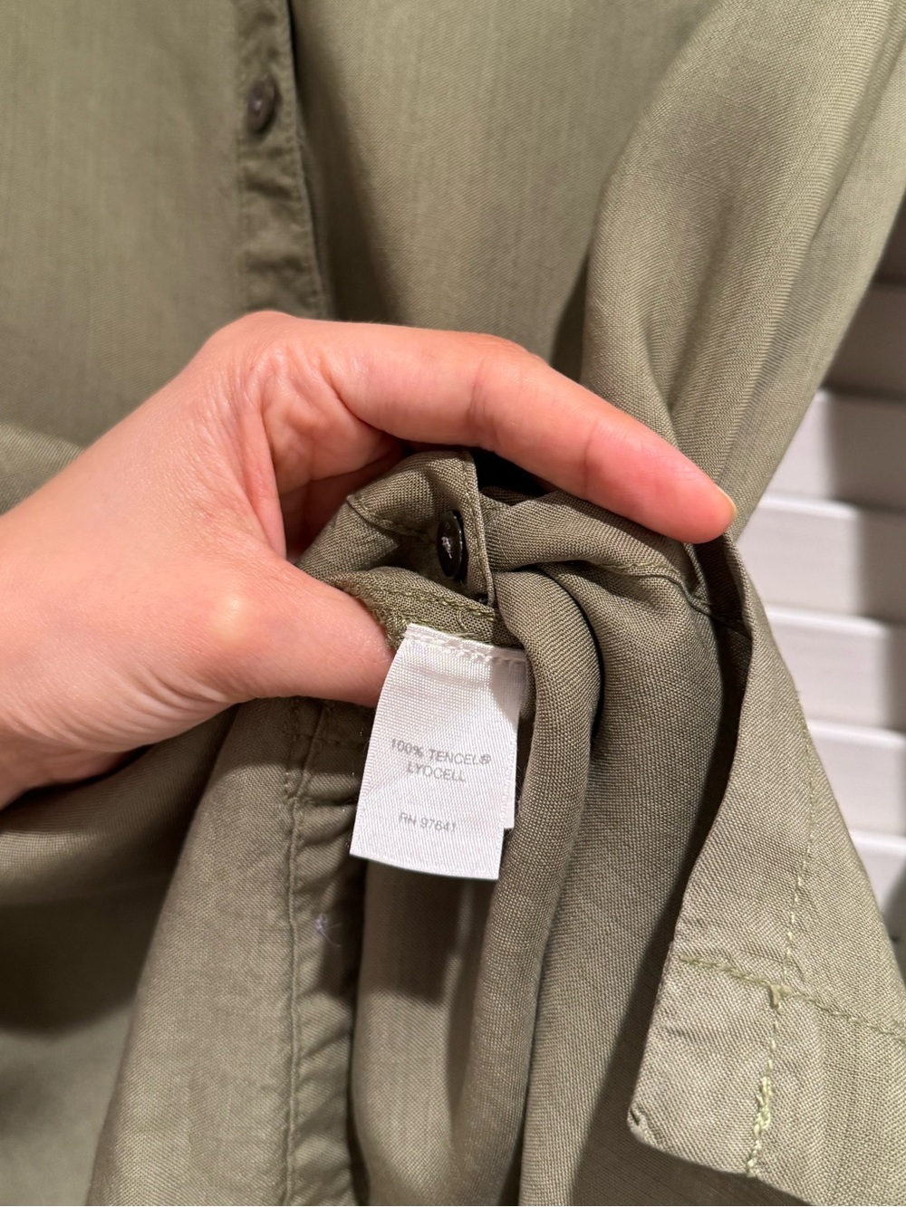 J. Jill Olive Green Tencel Lyocell Button-Down Tunic Shirt Size XS - Picture 5 of 6
